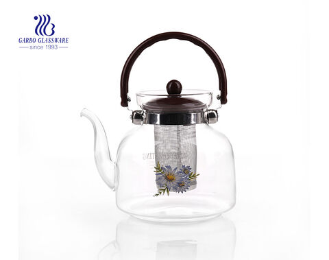 Pyrex glassware heat resistant glass tea pot with 304 steel filter