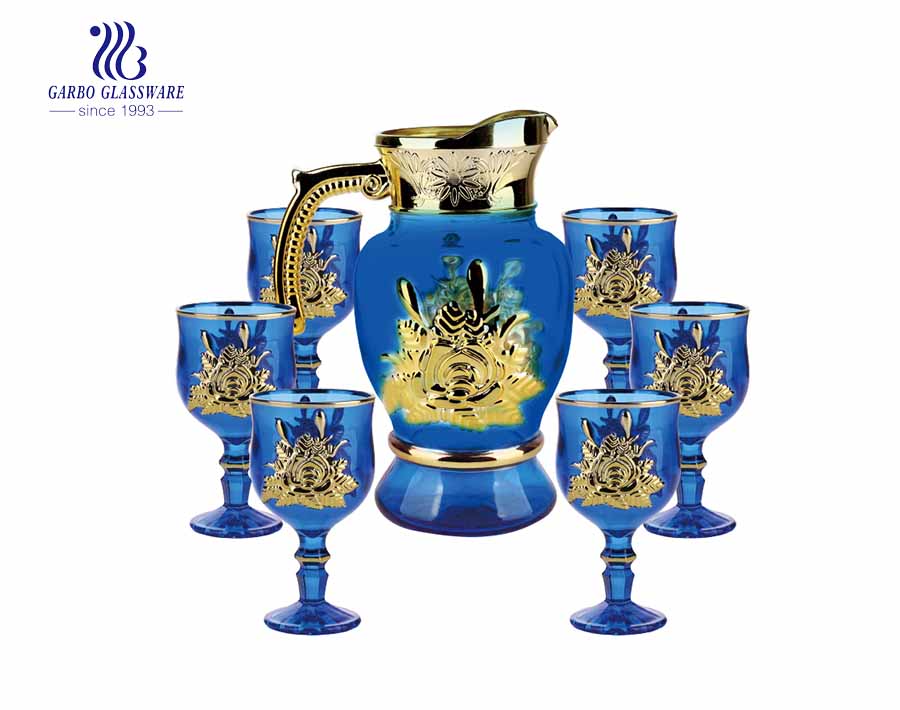 7PCS Golden Water Glass Krug mit Fisch Design Tassen Set