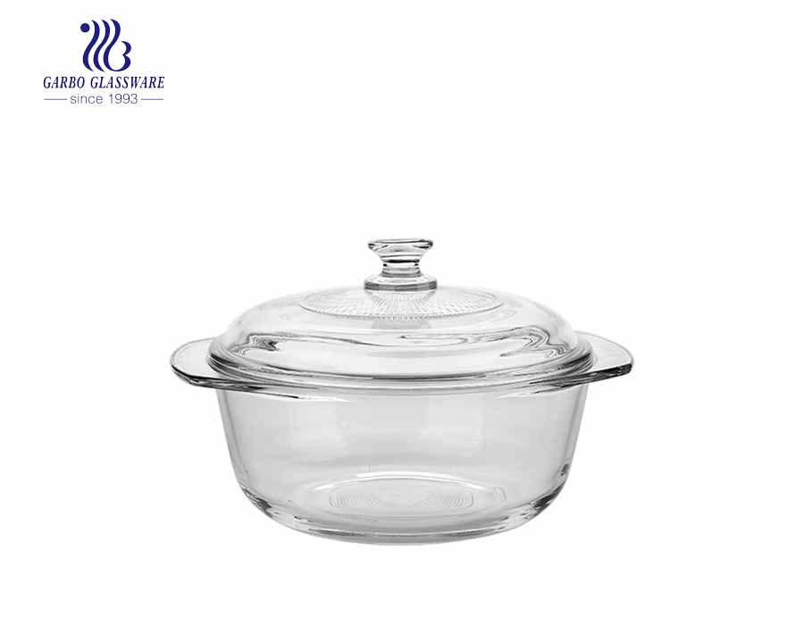 Casseruola in vetro pyrex con decalcomania fantasia OEM Factory da 1 litro per l'utilizzo di mircowave