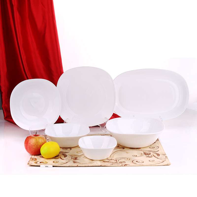 Decal Decoration Square Opal Glass Dinner 14 Pcs Set 