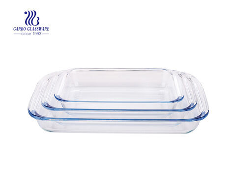 3pcs Cheap microwave oven using rectangle glass baking dish set