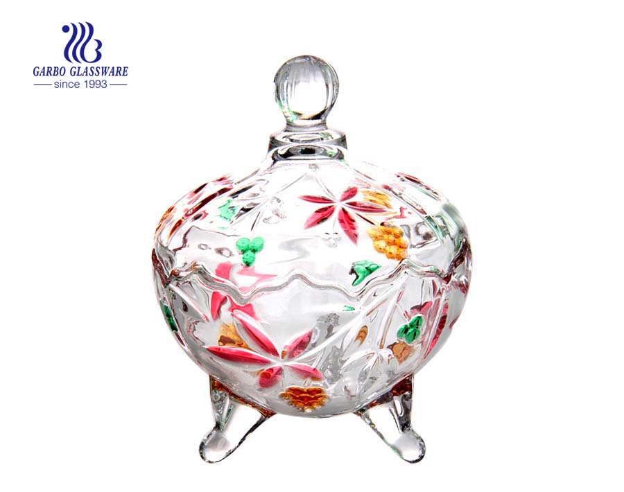 5.7 inch wholesale classic glass candy sugar jar for home use