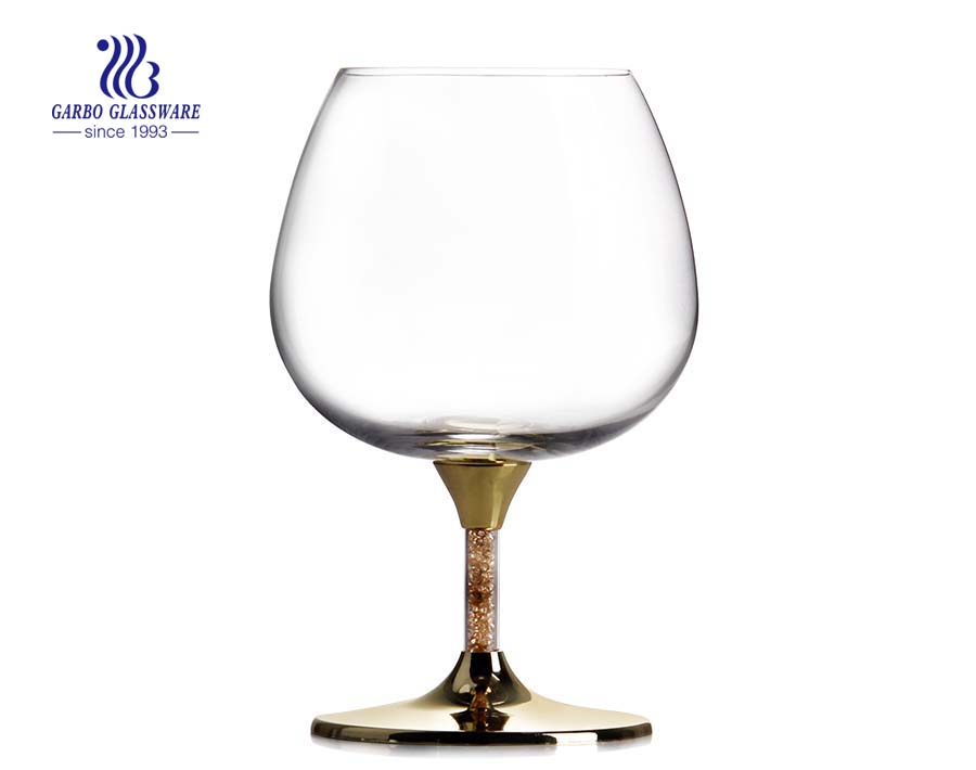Glass wine stemmed goblet for red wine drinking