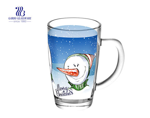 Taza de té de cristal de la forma de lujo 330ml para la promoción de la Navidad