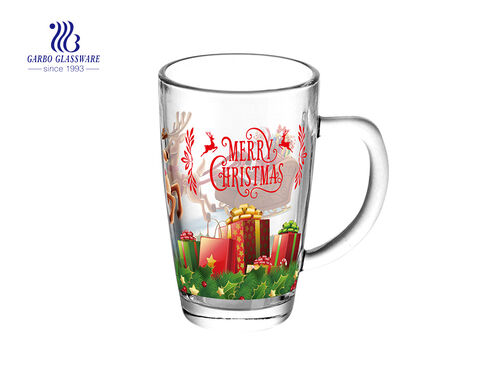 Caneca de vidro do chá da forma 330ml extravagante para a promoção do Natal