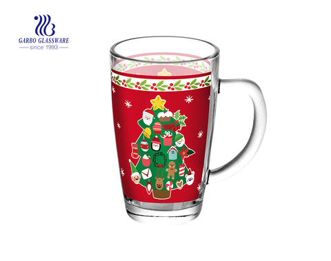 Tasse de thé en verre de forme de fantaisie de 330ml pour la promotion de Noël