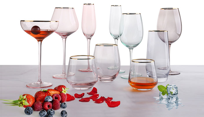 Lovely pink series VS black and cool series glassware