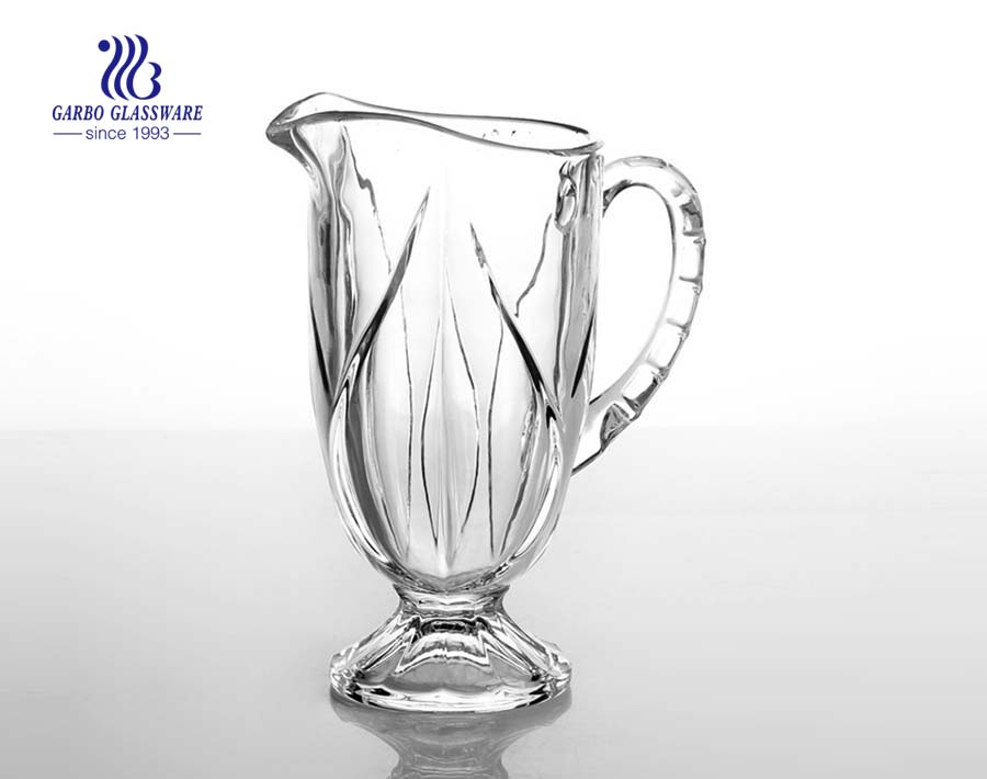 1L classic glass pitcher in stock embossed glass jug