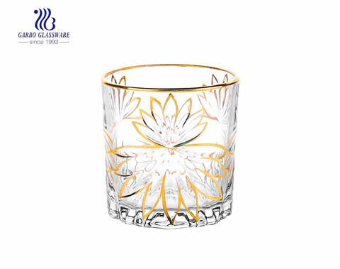 Kristall Blei gratis Geschenk Whisky Glas mit Blume Gold Design