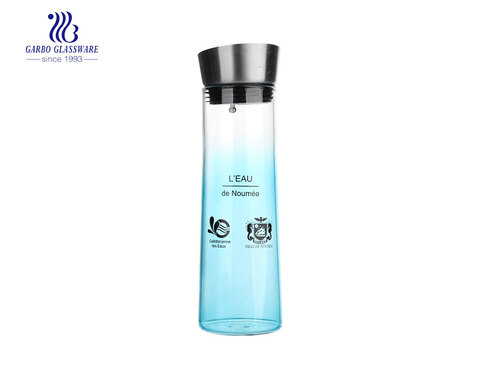 OEM logo heat resistant borosilicate glass carafe with stainless steel lid