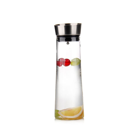 Carafe en verre borosilicate résistant à la chaleur avec logo OEM avec couvercle en acier inoxydable