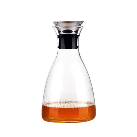 OEM logo heat resistant borosilicate glass carafe with stainless steel lid