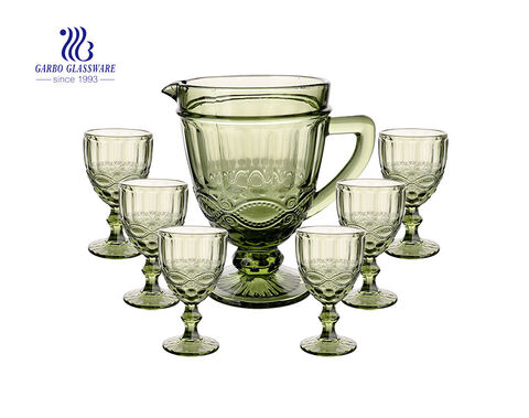 Green Solid Colored Glassware Set of 7PCS