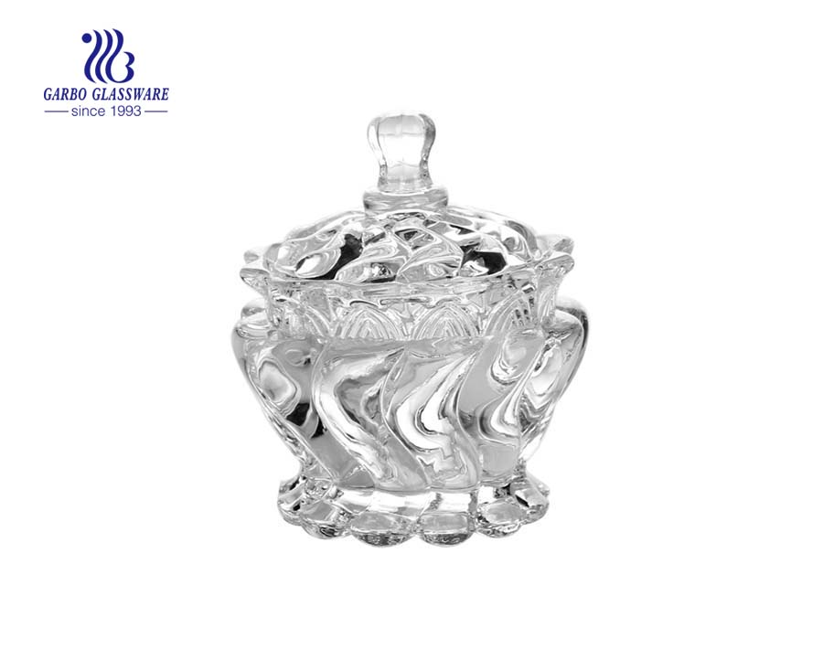 Decorative transparent crystal glass candy jars with glass lid