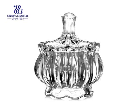 Decorative transparent crystal glass candy jars with glass lid
