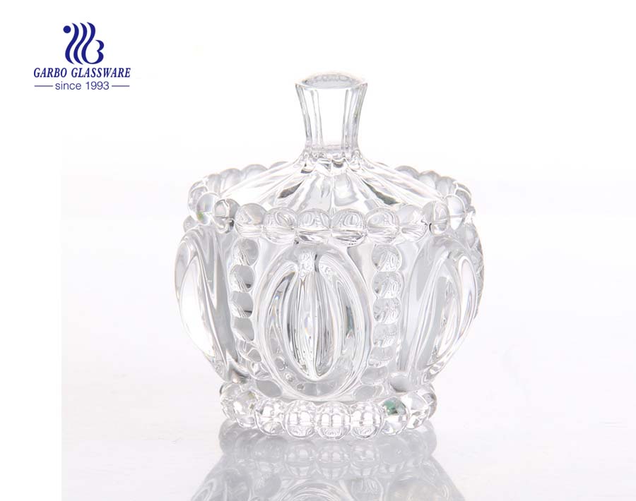 New design swan glass wedding jars with lid candy nuts glass jars 