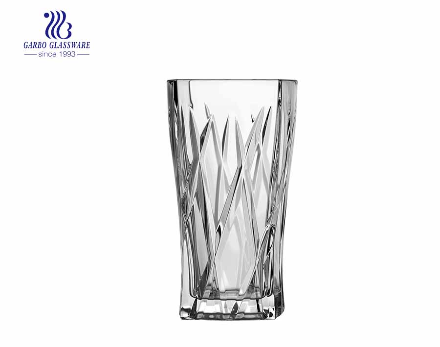 9oz waisted squared highball glass juice tumblers with purple blue color