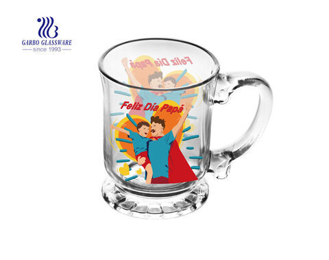 450ML glass tea mug with customized decal