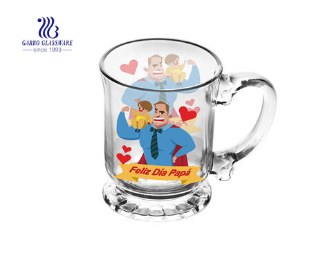 450ML glass tea mug with customized decal