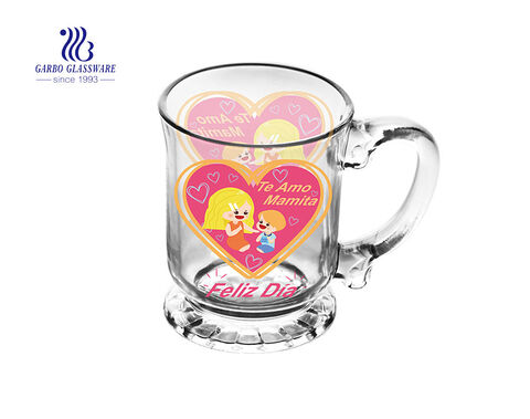 450ML glass tea mug with customized decal