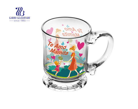 Taza de té de vidrio de 450 ml con calcomanía personalizada