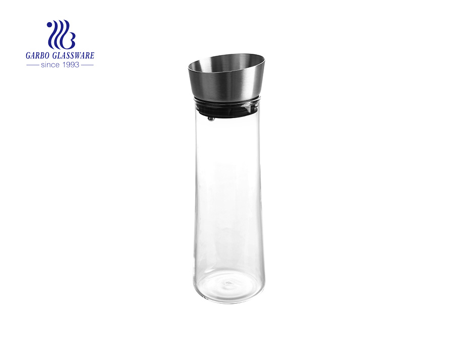 Carafe en verre borosilicaté de haute qualité avec couvercle en bambou et acier inoxydable