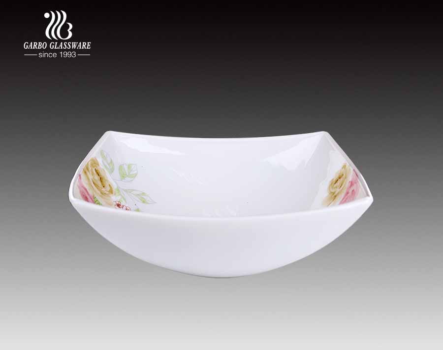 Leaf shaped Classical White Milky 10.5 inch Opal Glass Bowl 
