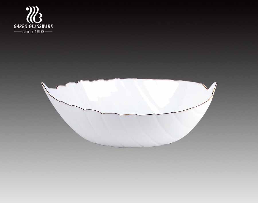 Folha em forma de leitosa branca clássica 10.5 polegadas Opal Glass Bowl