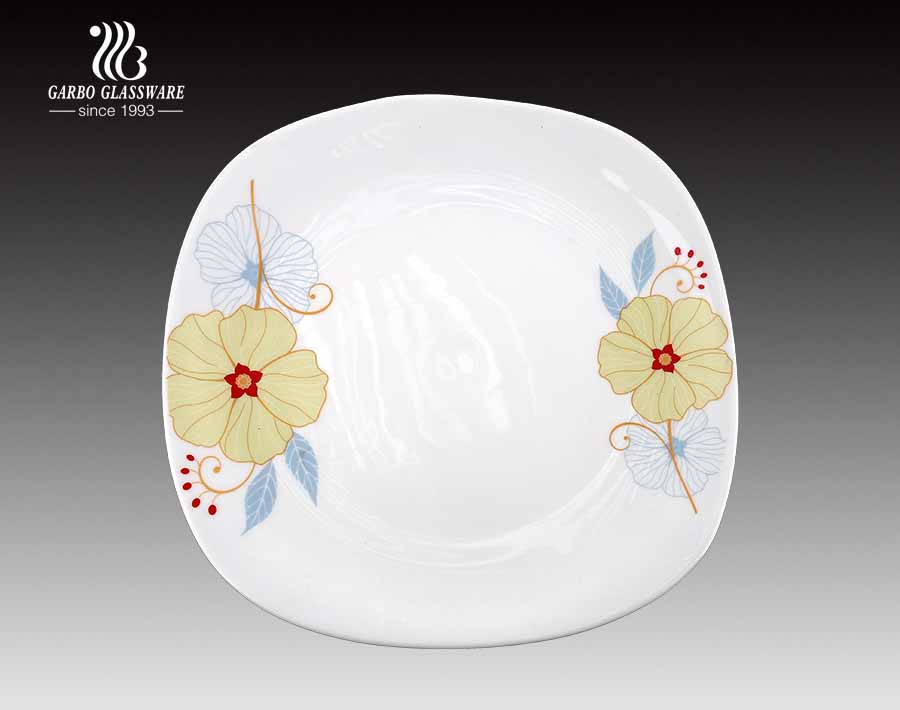 Fish Plate 12 inch Opal Glass Flate Plate With Decal Decoration 