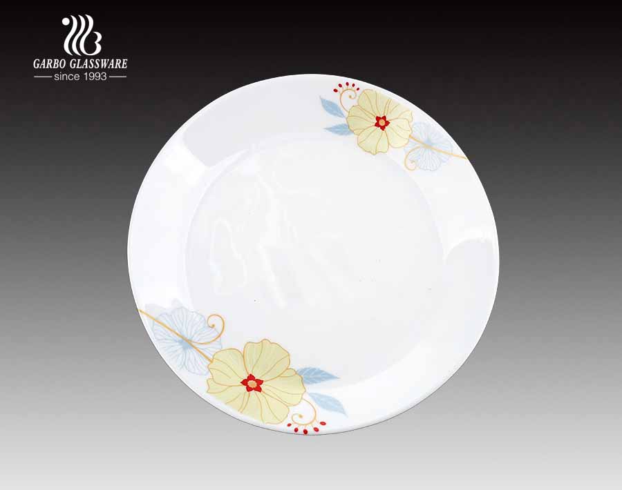 Fish Plate 12 inch Opal Glass Flate Plate With Decal Decoration 