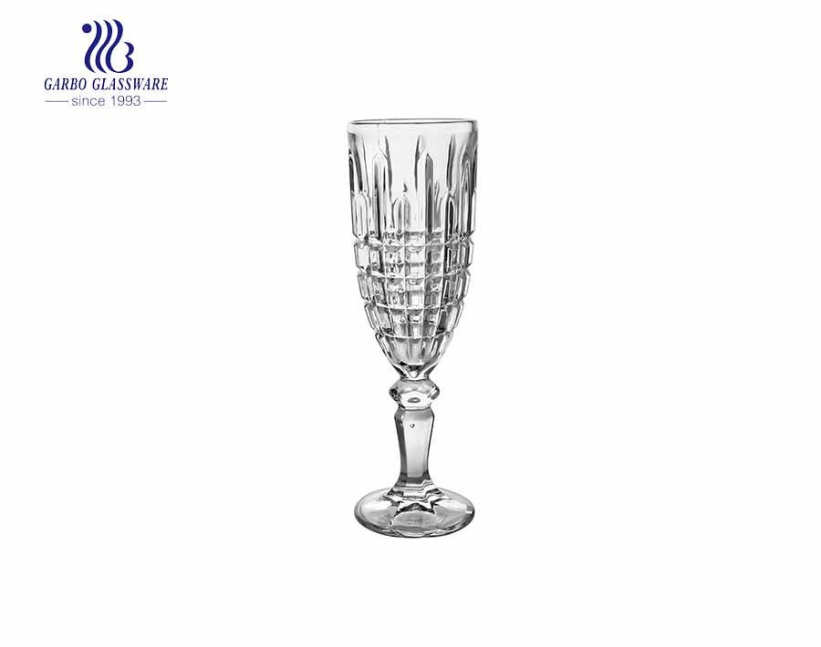 6oz Flötenglas mit neuem Design und kurzem Speakeasy-Stiel