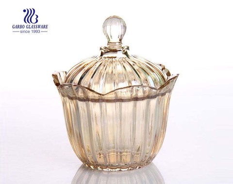 6 Inch Factory Price Ion Plating Glass Candy Jar sugar Glass Jar