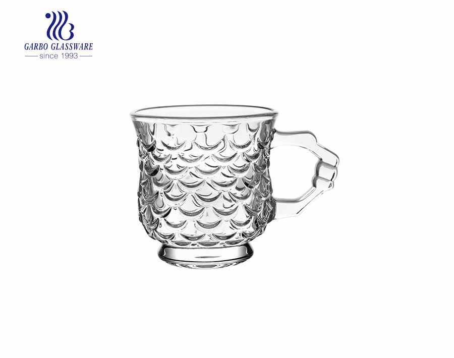 420ml Glass Coffee Mug With Gold Rim And Fancy Design