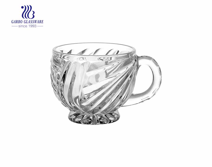 420ml Glass Coffee Mug With Gold Rim And Fancy Design