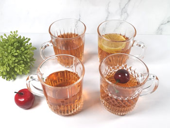 Glass mugs for beer, coffee and tea