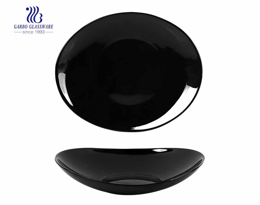 Dinnerware Special Design Black Opal Glass  Plate 