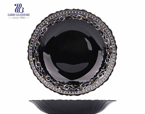 Assiette en verre opale noire design spécial vaisselle