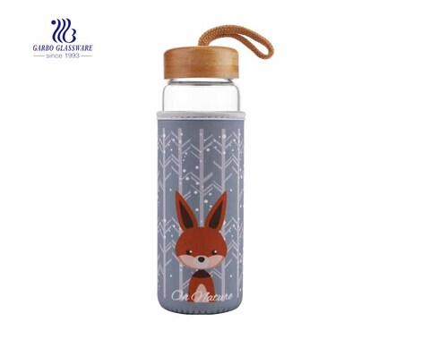 Heat Resistant Hot Water Tea Glass Bottle With Designed Fabric Cover 