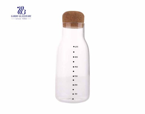 800ml Measure Water Pyrex Glass Milk Bottle With Wood Lid