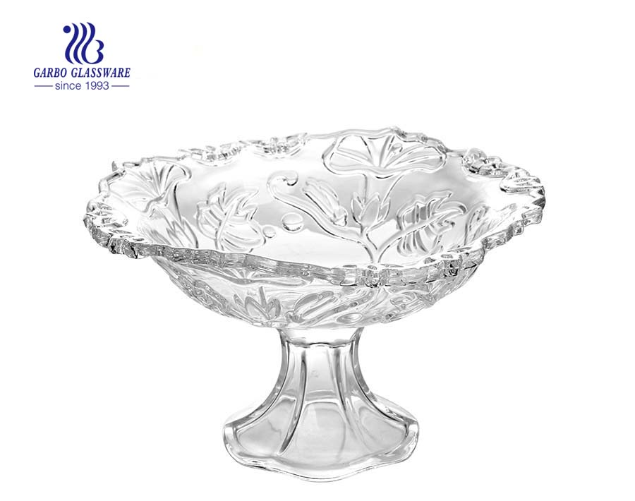 10.71'' Clear Glass Bowl with stand for Fruit Serving