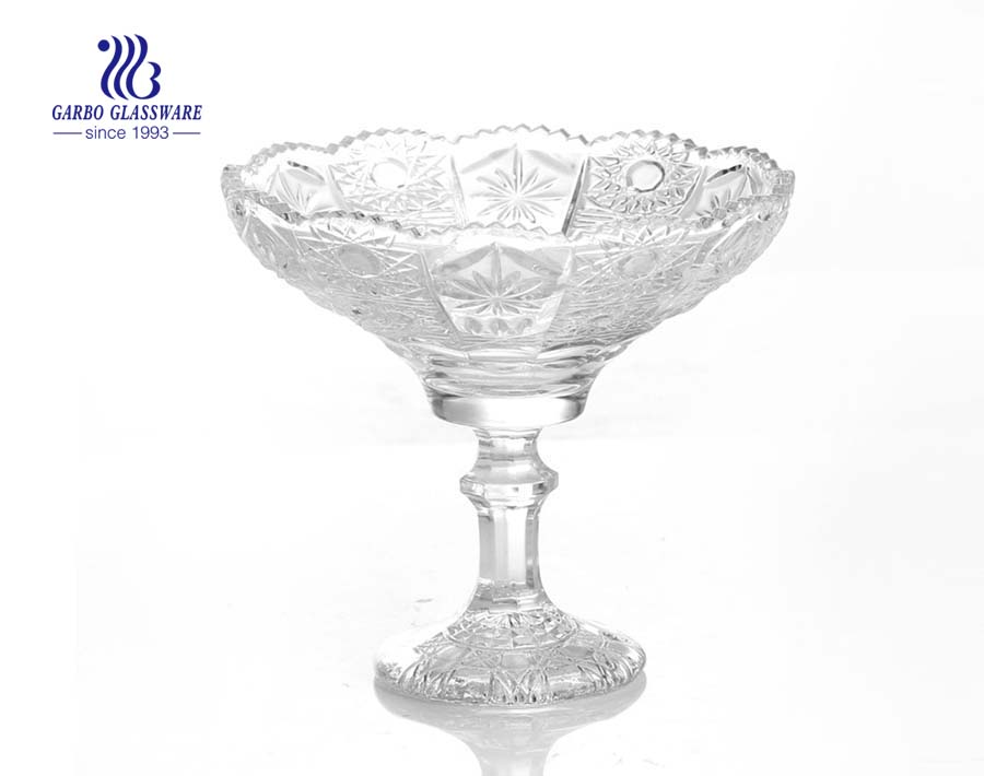 10.71'' Clear Glass Bowl with stand for Fruit Serving