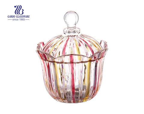 5.2 pouces pot de sucre en verre de couleur spary de haute qualité pour la décoration de mariage