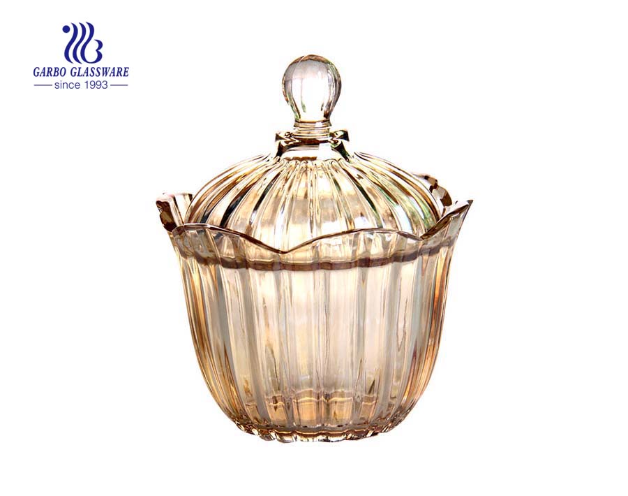 5.2 inch high quality  spary color glass sugar jar for wedding decoration