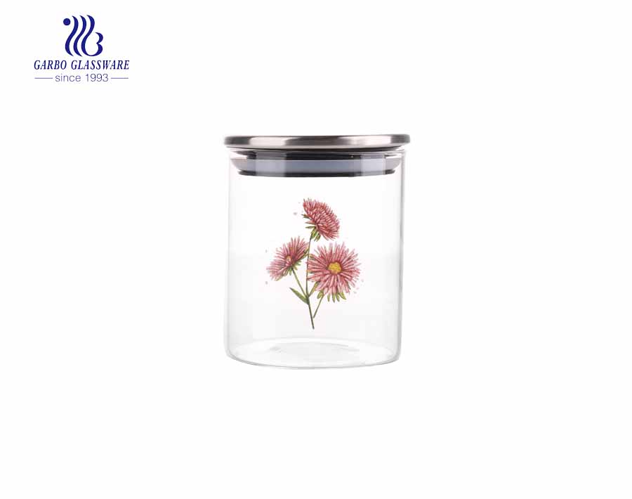 880ml LFGB certification bamboo lid pyrex glass storage jar wholesale