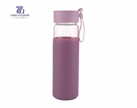 Garrafa de vidro de cor personalizada BPA free pyrex glass bottle wholesale