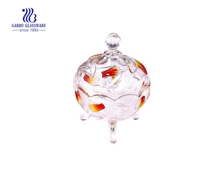 3.8inch small wholesale three foot glass candy pot jar without lid