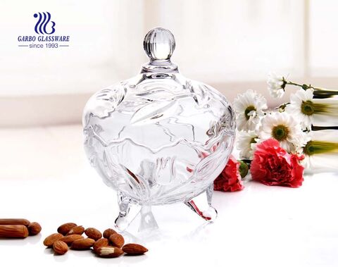 3.8inch small wholesale three foot glass candy pot jar without lid
