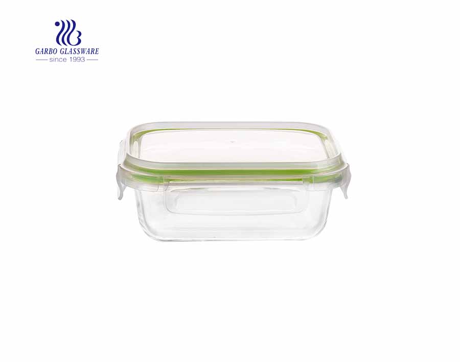 570cc Hộp đựng thực phẩm bằng thủy tinh pyrex hình chữ nhật Hộp tươi có nắp PP