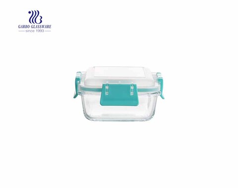 Unique square heatable 330ml pyrex glass lunch box 