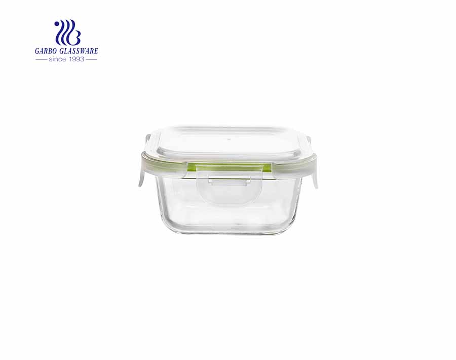 Unique square heatable 330ml pyrex glass lunch box 